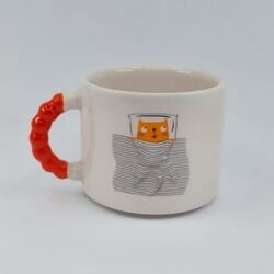 BATTANİYELİ KEDİ - BONCUK KUPA - TURUNCU SAP - 2