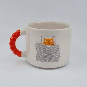 BATTANİYELİ KEDİ - BONCUK KUPA - TURUNCU SAP - 2