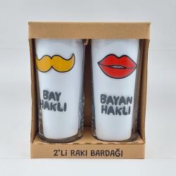BAY HAKLI & BAYAN HAKLI-İKİLİ RAKI BARDAĞI - ŞEFFAF - 
