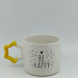 BE HAPPY KALP-YILDIZ KUPA - SARI SAP - 
