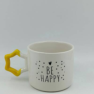 BE HAPPY KALP-YILDIZ KUPA - SARI SAP - 1