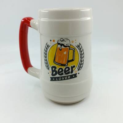 BEER LOVER 2 -SERAMİK BİRA BARDAĞI - KIRMIZI SAP - 1