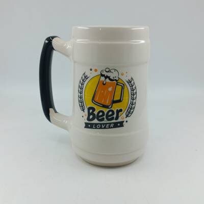 BEER LOVER 2 -SERAMİK BİRA BARDAĞI - SİYAH SAP - 1