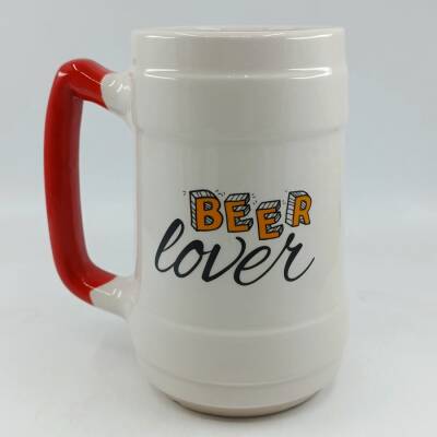 BEER LOVER-SERAMİK BİRA BARDAĞI - KIRMIZI SAP - 1