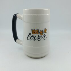 BEER LOVER-SERAMİK BİRA BARDAĞI - SİYAH SAP - 