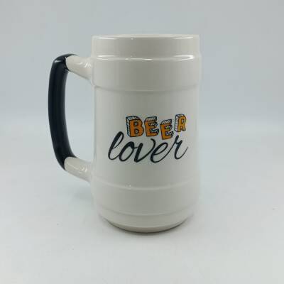 BEER LOVER-SERAMİK BİRA BARDAĞI - SİYAH SAP - 1