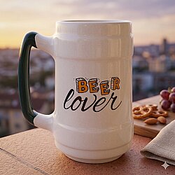 BEER LOVER-SERAMİK BİRA BARDAĞI - YEŞİL SAP - 