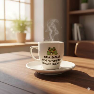 BENİ MUTLU EDEN ŞEYLERE MÜSAİTİM-KLASİK TÜRK KAHVESİ FİNCANI - TRANSPARAN GÖVDE - 1