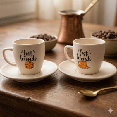 BEST FRİEND KURABİYE & BEST FRİEND FİNCAN-İKİLİ TÜRK KAHVESİ FİNCANI - TRANSPARAN - 1