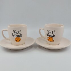 BEST FRİEND KURABİYE & BEST FRİEND FİNCAN-İKİLİ TÜRK KAHVESİ FİNCANI - TRANSPARAN - 