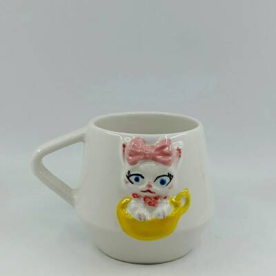 BEYAZ KEDİ - 3D-DAMLA KUPA - 3D - 1