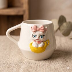 BEYAZ KEDİ - 3D-DAMLA KUPA - 3D - 