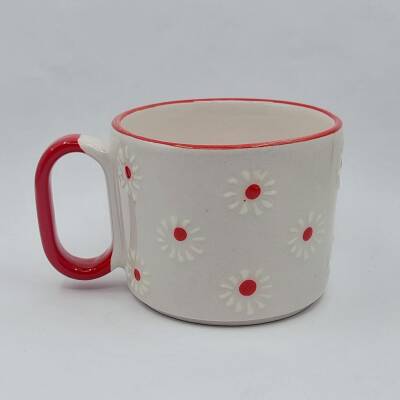 BEYAZ KIRMIZI PAPATYA - 3D-ÖZEL FORM - 3D - 1