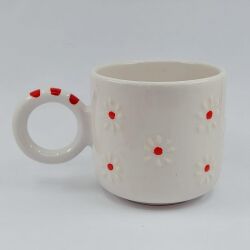 BEYAZ KIRMIZI PAPATYA - 3D-ÖZEL FORM - TRANSPARAN GÖVDE - 