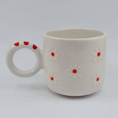 BEYAZ KIRMIZI PAPATYA - 3D-ÖZEL FORM - TRANSPARAN GÖVDE - 1