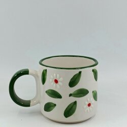 BEYAZ PAPATYA YEŞİL YAPRAK - 3D-D KUPA - 3D - 