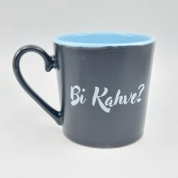 Bİ KAHVE?-İDA KUPA - SİYAH SAP SİYAH GÖVDE MAVİ İÇ - 