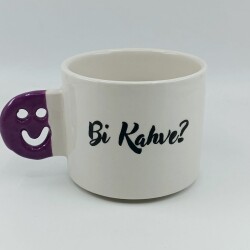 Bİ KAHVE?-SMİLE KUPA - LİLA SAP - 