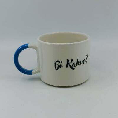 Bİ KAHVE?-D KUPA - AÇIK MAVİ SAP - 1