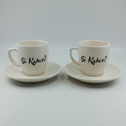 Bİ KAHVE?-İKİLİ TÜRK KAHVESİ FİNCANI - TRANSPARAN - 