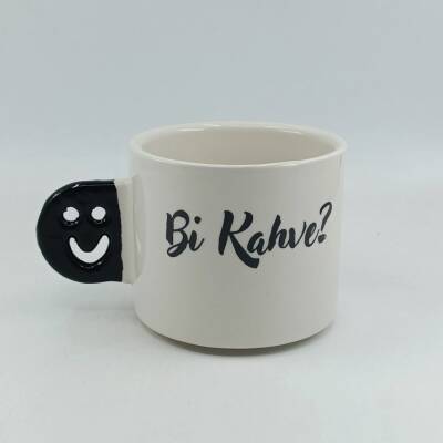 Bİ KAHVE?-SMİLE KUPA - SİYAH SAP - 1