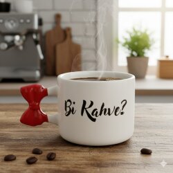 Bİ KAHVE?-KURDELE KUPA - KIRMIZI SAP - 