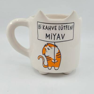 Bİ KAHVE LÜTFEN KEDİ-KEDİ KUPA - TRANSPARAN SAP - 1