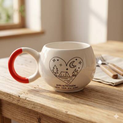 BİRLİKTEYKEN HER YER EV GİBİ-BALONCUK KUPA - TURUNCU SAP - 1