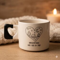 BİRLİKTEYKEN HER YER EV GİBİ-KALP KUPA - SİYAH SAP - 