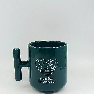 BİRLİKTEYKEN HER YER EV GİBİ-KAMPANYALI KUPA - YEŞİL SAP YEŞİL GÖVDE BÜYÜK T KUPA - 1