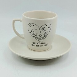 BİRLİKTEYKEN HER YER EV GİBİ-KLASİK TÜRK KAHVESİ FİNCANI - TRANSPARAN GÖVDE - 