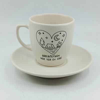 BİRLİKTEYKEN HER YER EV GİBİ-KLASİK TÜRK KAHVESİ FİNCANI - TRANSPARAN GÖVDE - 1