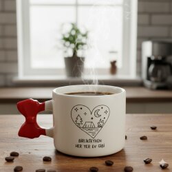 BİRLİKTEYKEN HER YER EV GİBİ-KURDELE KUPA - KIRMIZI SAP - 