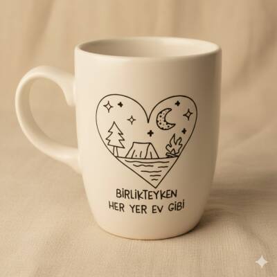 BİRLİKTEYKEN HER YER EV GİBİ-OVAL KUPA - TRANSPARAN SAP - 1