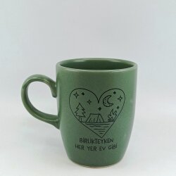 BİRLİKTEYKEN HER YER EV GİBİ-OVAL KUPA - YEŞİL SAP YEŞİL GÖVDE YEŞİL İÇ - 