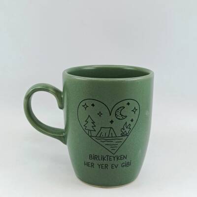 BİRLİKTEYKEN HER YER EV GİBİ-OVAL KUPA - YEŞİL SAP YEŞİL GÖVDE YEŞİL İÇ - 1