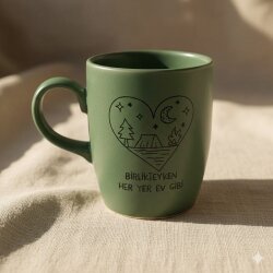 BİRLİKTEYKEN HER YER EV GİBİ-OVAL KUPA - YEŞİL SAP YEŞİL GÖVDE YEŞİL İÇ - 