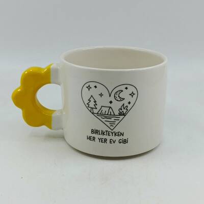 BİRLİKTEYKEN HER YER EV GİBİ-PAPATYA KUPA - SARI SAP - 1