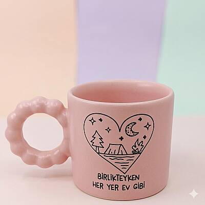 BİRLİKTEYKEN HER YER EV GİBİ-PRENSES KUPA - PEMBE GÖVDE PEMBE SAP - 1