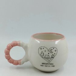 BİRLİKTEYKEN HER YER EV GİBİ-PUF KUPA - PEMBE SAP PEMBE TURNET - 