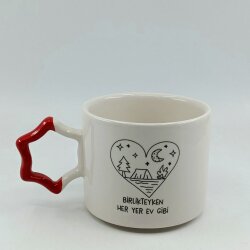 BİRLİKTEYKEN HER YER EV GİBİ-YILDIZ KUPA - KIRMIZI SAP - 