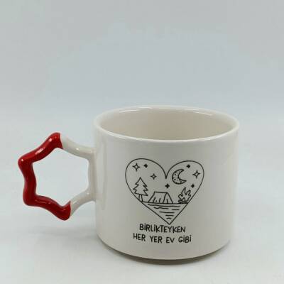 BİRLİKTEYKEN HER YER EV GİBİ-YILDIZ KUPA - KIRMIZI SAP - 1