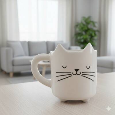 BIYIK KEDİ-KEDİ KUPA - TRANSPARAN SAP - 1