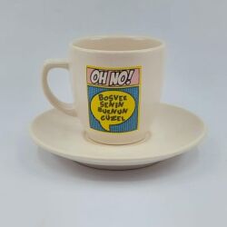 BOŞVER SENİN BURNUN GÜZEL-KLASİK TÜRK KAHVESİ FİNCANI - TRANSPARAN - 