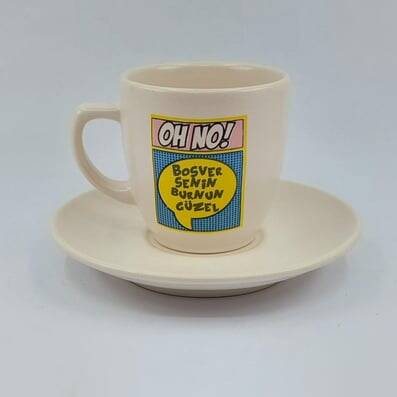 BOŞVER SENİN BURNUN GÜZEL-KLASİK TÜRK KAHVESİ FİNCANI - TRANSPARAN - 1