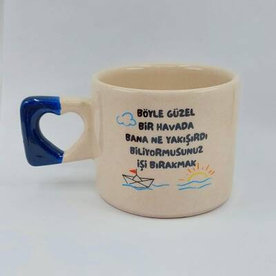 BÖYLE GÜZEL HAVADA İSTİFA-KALP KUPA - KOBALT SAP - 1