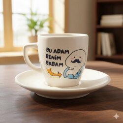 BU ADAM BENİM BABAM-KLASİK TÜRK KAHVESİ FİNCANI - TRANSPARAN GÖVDE - 