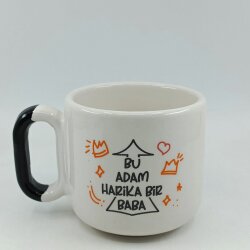 BU ADAM HARİKA BİR BABA-ARYA ÇAY FİNCANI - SİYAH SAP - 