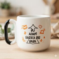 BU ADAM HARİKA BİR BABA-ARYA ÇAY FİNCANI - SİYAH SAP - 