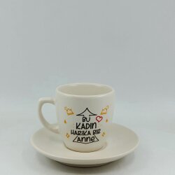 BU KADIN HARİKA BİR ANNE-KLASİK TÜRK KAHVESİ FİNCANI - TRANSPARAN GÖVDE - 